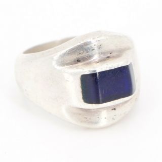 Vtg Sterling Silver - Mexico Taxco Lapis Ring Size 7.  5 - 17g