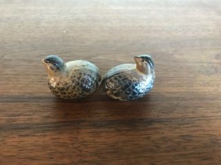 Vintage Otagiri 2 Mini Quail Stoneware Bird Figurines Omc Japan