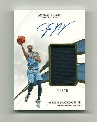 2018 - 19 Immaculate Jaren Jackson Jr Rc Sp Jumbo Sneaker Gold Autograph D 10/10