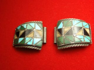 Vintage Sterling Silver Navajo Turquoise Watch Band Tips 16.  9 Grams