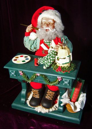 Vintage Holiday Creations Christmas Musical Animated Display Santa Painting Doll
