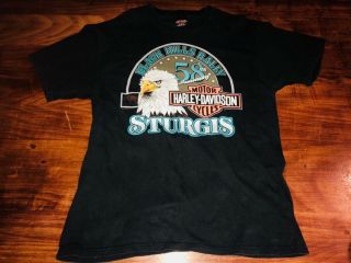 Vtg 1998 Harley Davidson 58th Anniversary Sturgis Black Hills Rally T Shirt L