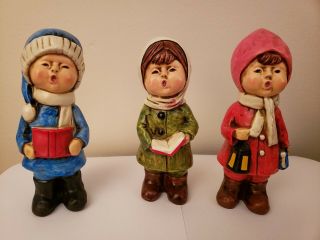 Vintage Set Of 3 Child Christmas Caroler Figures Made In Japan