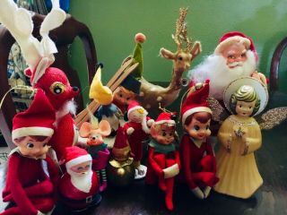 Vintage Knee Hugging Elf’s And Christmas Items