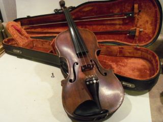 Old Vintage Antique Violin,  Full Size With Case & 2 Bows