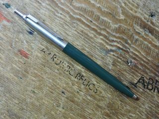 Vintage Dark Green Stainless Steel Brass Threads Parker Jotter Ballpoint Pen Usa