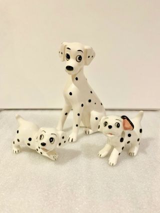 Vintage Disney Ceramic Figurine 101 Dalmations Perdita & Puppies - 3 Set - Japan