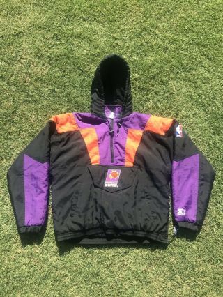 Vintage Phoenix Suns Starter Pullover Half Zip Puffer Jacket Nba Sz Small