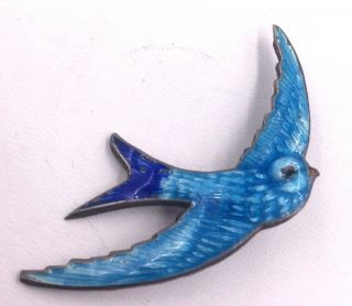 Sterling Silver Vintage Bm Co Enamel Blue Jay Bird Pin Brooch 4.  9gr