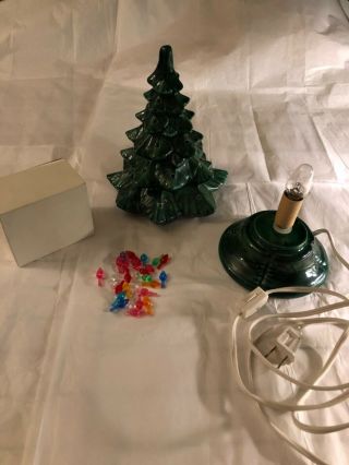 Vintage Ceramic Christmas Tree W/ Base And Lights 9”