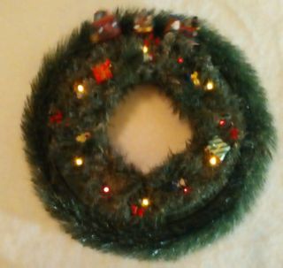 Christmas Door Wreath With Lights And Moving Train,  Vintage,  Batteries