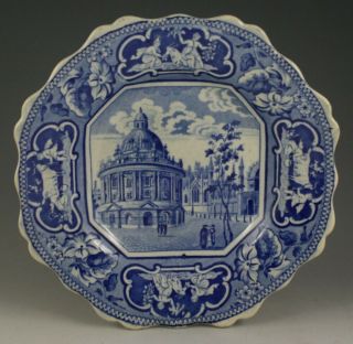 Antique Pottery Pearlware Blue Transfer Ridgway College Dessert Plate 1825