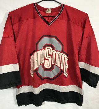 Vintage 1994 Ohio State University Osu Buckeyes Hockey Jersey Large Red Oak Usa