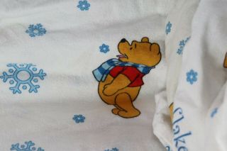 Vintage Winnie The Pooh Winter Christmas Queen Flannel Sheet Set