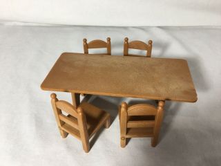 Calico Critters/sylvanian Families Vintage Dining Room Table And 4 Chairs