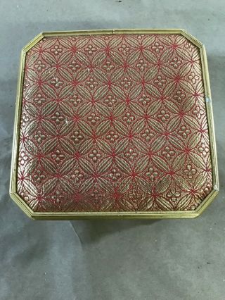 Vintage Gold Tone & Red Velvet Lined Moroccan Jewelry Box I17