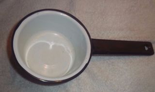 Vintage Black White Porcelain Enamel Dipping Pot