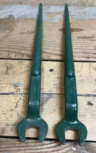 2 Vintage 5/8” Offset Spud Wrenches Iron Worker Tools Green Woodings Verona