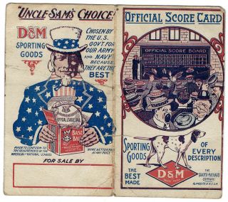 Vintage Draper - Maynard Sporting Goods Score Card,  Uncle Sam With Baseball