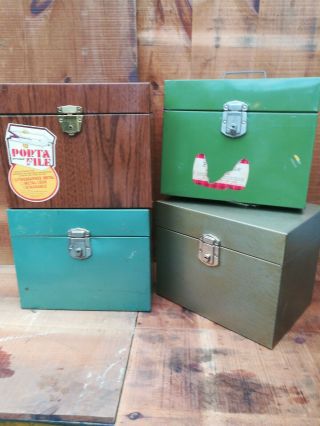4 Vintage Hamilton Porta - File Scotch Metal Storage Box One Key Fits 3 Boxes