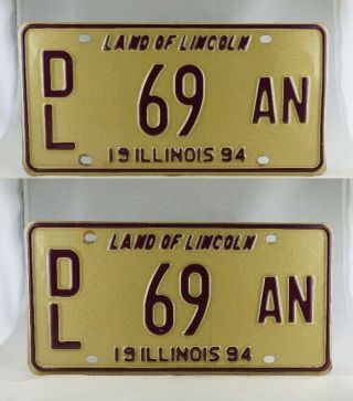 1994 Illinois Dealer License Plate Pair -