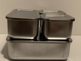 Vintage Revere Ware 4 pc Stainless Steel Refrigerator Metal Storage Containers 3