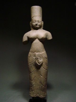 A Khmer Sandstone Figure Of A Female Deity 
