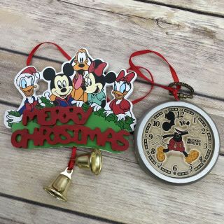 Vintage Walt Disney Mickey Mouse Pocket Watch Wooden Christmas Ornament