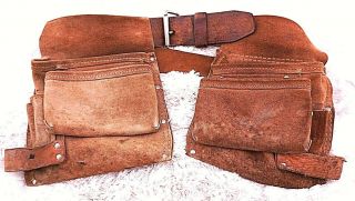 Vintage Leather Tool Holster,  Hammer Loop W 46 " Leather Belt -