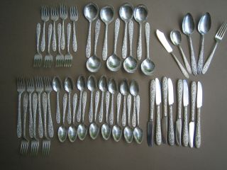 National Silver Co Aa Plus " Narcissus " Silverplate 53 Piece (8 Places) Set