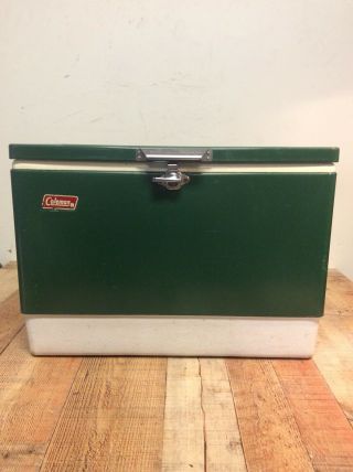 Vintage 1982 Green Coleman Metal Ice Chest Cooler - Nice/clean Made In Usa