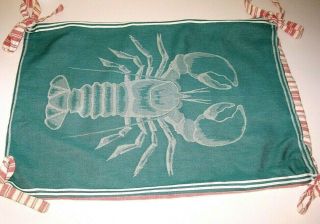 Vintage Green Pink Lobster Cotton Standard Size Pillow Sham Made In Austria