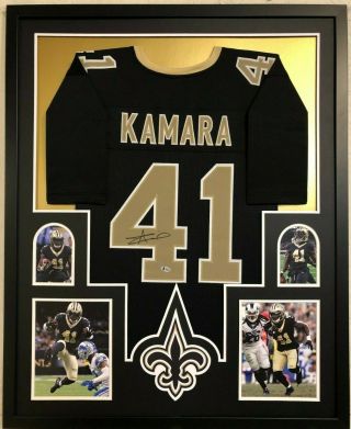 Framed Orleans Saints Alvin Kamara Autographed Signed Jersey Beckett