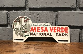 Vintage Mesa Verde Colorado License Plate Topper National Park Sign 1950s? Org.