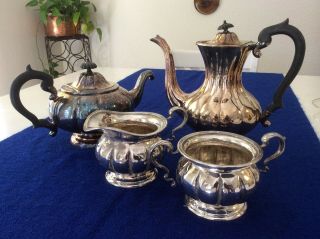 Vintage 4 Piece Coffee/tea Set Silver Plated