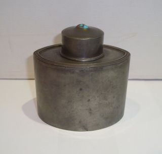 Antique Liberty Co Tudric Pewter Tea Canister With Turquoise Arts Crafts