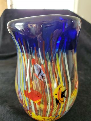 Vintage Murano Art Glass Tropical Fish Aquarium Vase