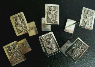 Antique - Rare Unusual Set Of 6 Silver Naked Goddess Of Fertility - Knife Rests