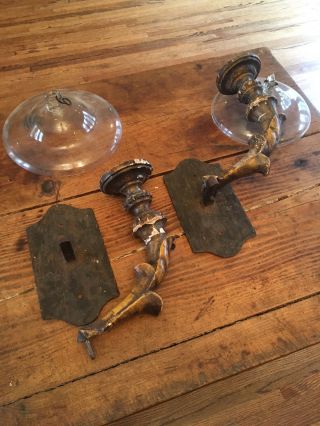 Vintage Candle Wall Sconce Pair And Smoke Bells All Prob 18th Century