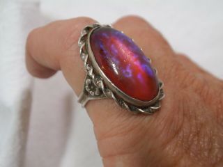 Antique Dragons Breath Sterling Ring,  Arts & Crafts Era - Old Pawn - 1 1/16 " -