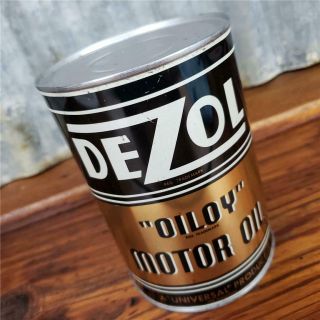 Vintage Old Stock Full Dezol Motor Oil Can 1qt.  Metal Gas Sign