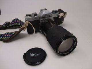 Vintage Asahi Pentax K1000 35mm Camera W/vivitar 80 - 200mm 1/4.  0 Lens