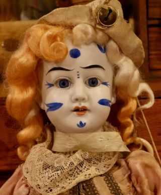 20 " Antique 24 " French Paper Mache Clown W/painted Decorations,  Costume