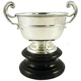 Antique Edwardian Sterling Silver Trophy Cup With Wooden Plinth Mappin And Webb