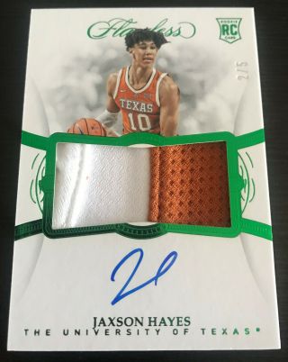 2/5 Jaxson Hayes 2019 - 20 Flawless Emerald Autograph Auto Patch Rookie Pelicans
