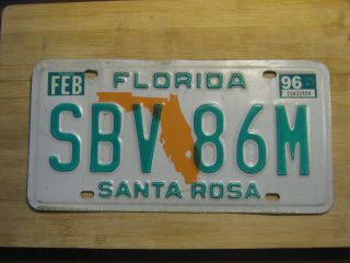 1996 Florida License Plate Expired Sbv 86m