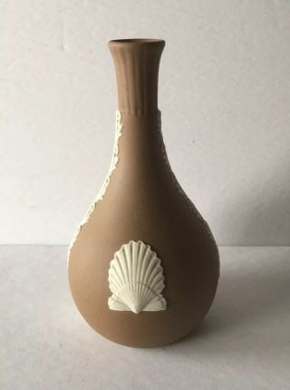 Vintage Wedgwood Brown Jasperware Shell Bud Vase