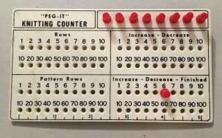 Vintage Susan Bates Peg - It Knitting Counter White Red Pegs Knit Crochet Crafts