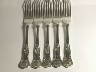 5 X Solid Silver Walker&hall Kings Pattern Forks,  21,  Cm,  L Sheff 1938.  454,  Grams