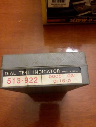 Vintage Mitutoyo Dial Test Indicator 513 - 922.  0005 Grad.  03 Range Box & Case